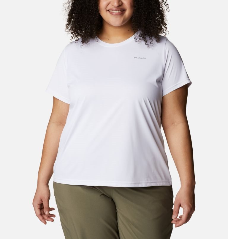 Women\'s Columbia Hike Short Sleeve Crew T Shirts White | Plus Size CA-O84LA